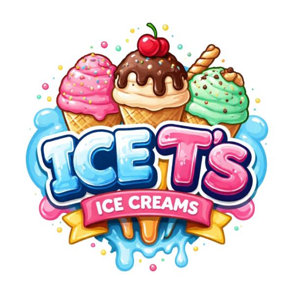 Three Ice T's Ice Creams soft whip cones in strawberry, chocolate and mint flavours
